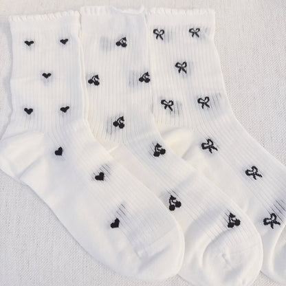 Cherry Cutie Charm Socks Set of 3