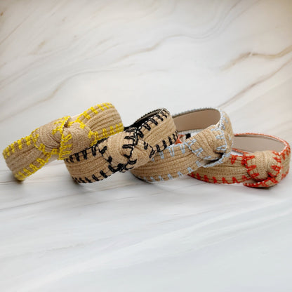 Color Stitched Raffia Headband