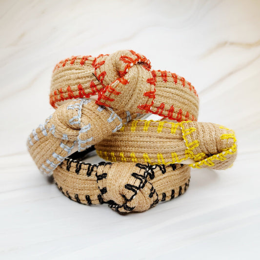 Color Stitched Raffia Headband