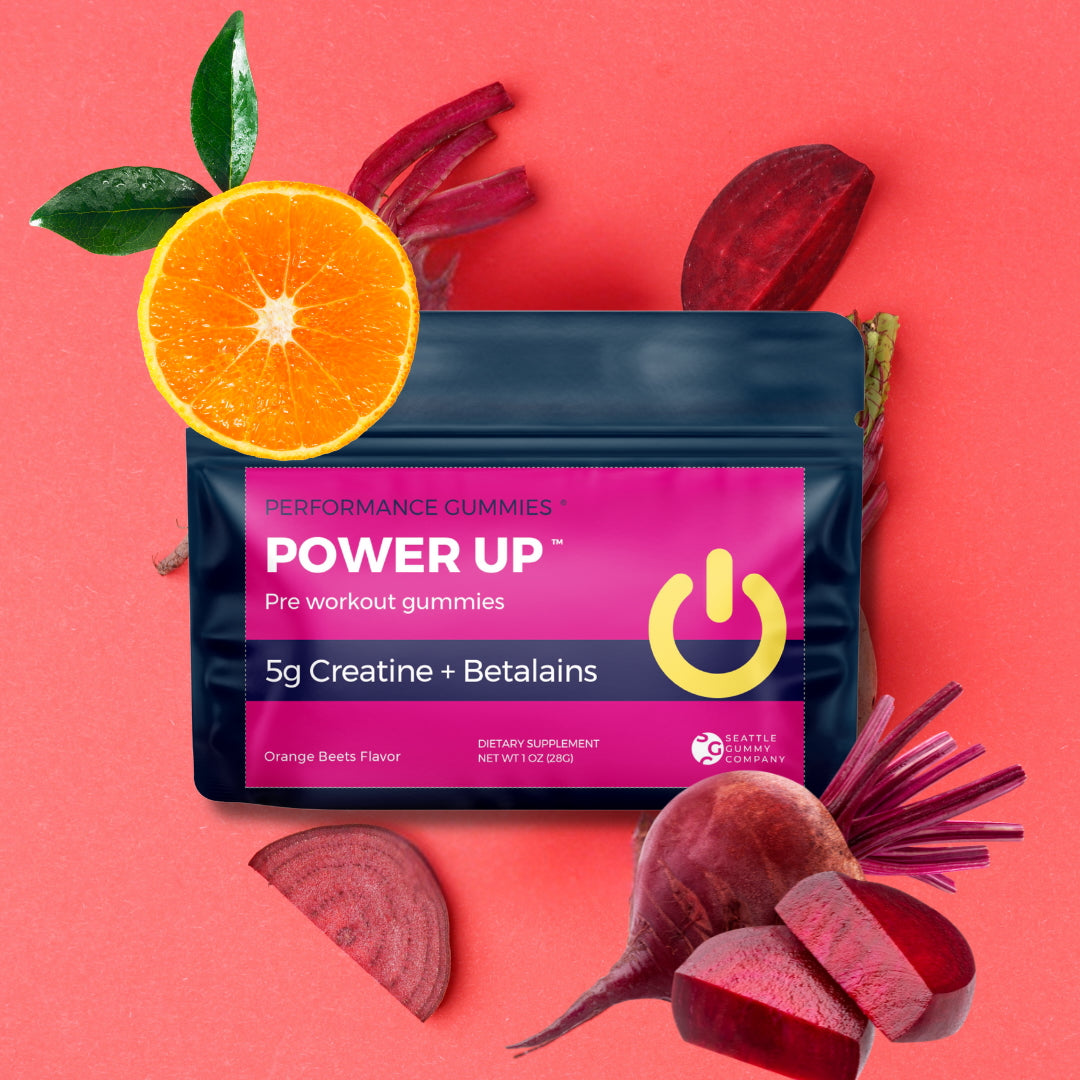 Power Up 5g Creatine Monohydrate Gummies with Betalain Pre-workout (12-Pack)