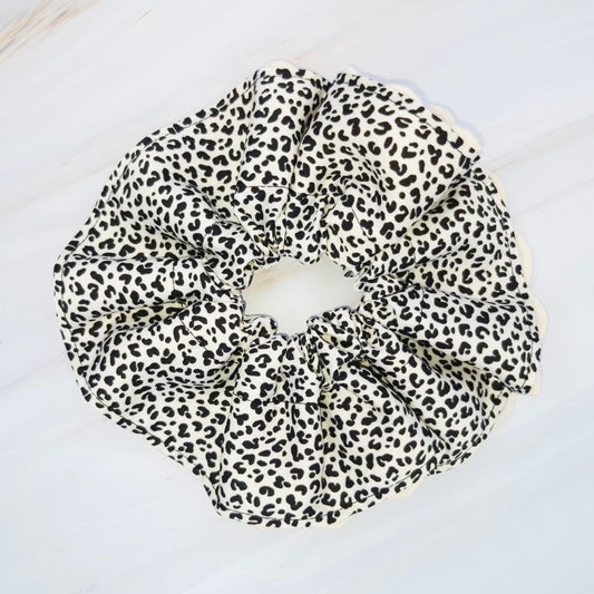 Crochet Embellished Cheetah Hair Scrunch