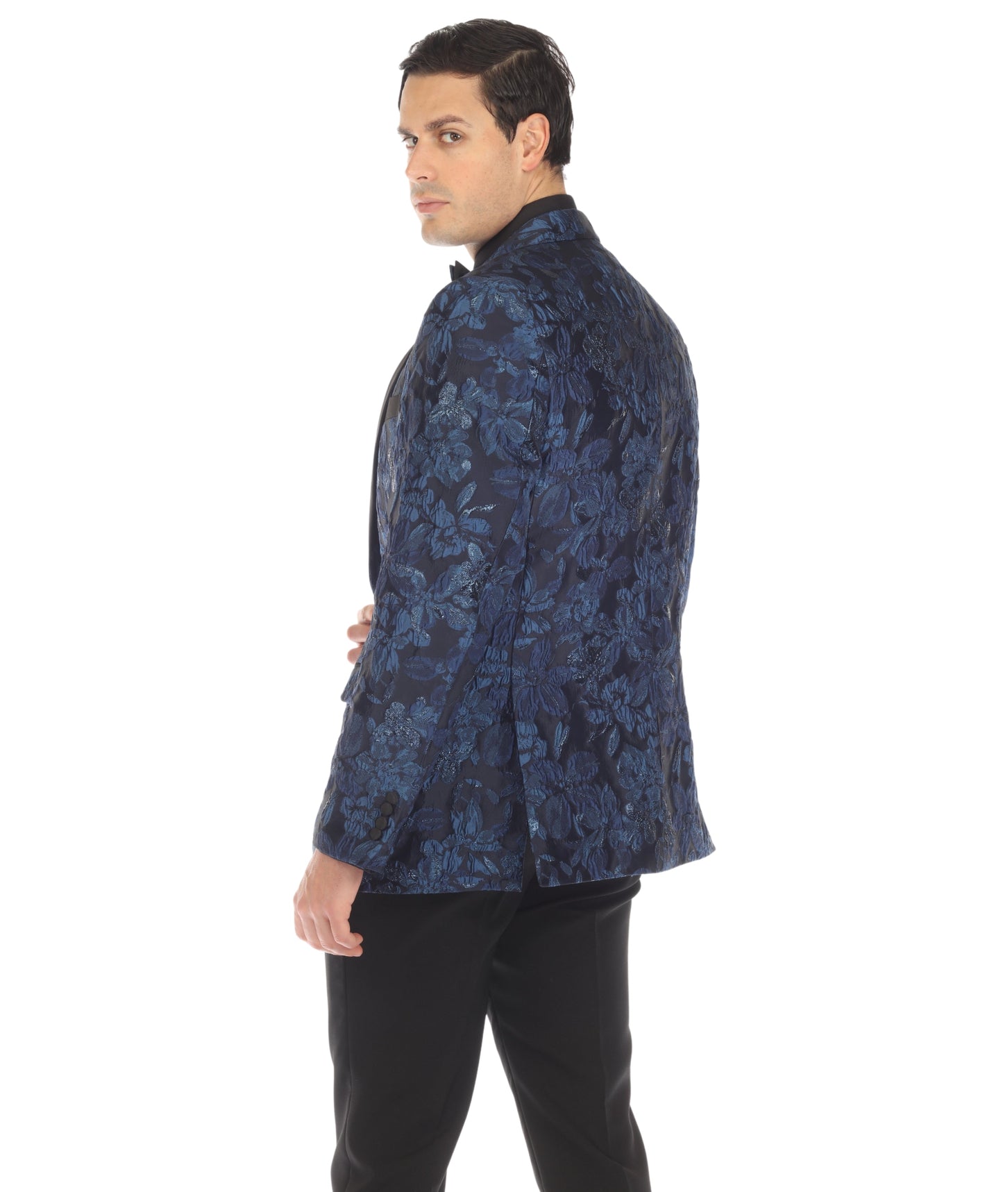 Men's Drake Blue Peak Lapel Tuxedo 1 Button 2 Vent Slim Fit Blazer