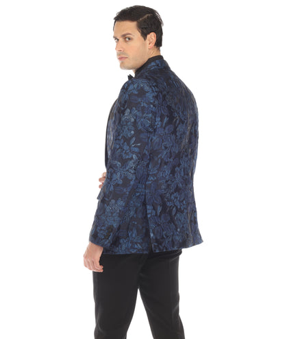 Men's Drake Blue Peak Lapel Tuxedo 1 Button 2 Vent Slim Fit Blazer