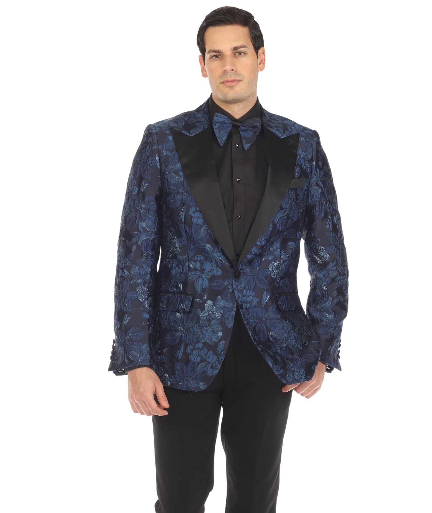 Men's Drake Blue Peak Lapel Tuxedo 1 Button 2 Vent Slim Fit Blazer