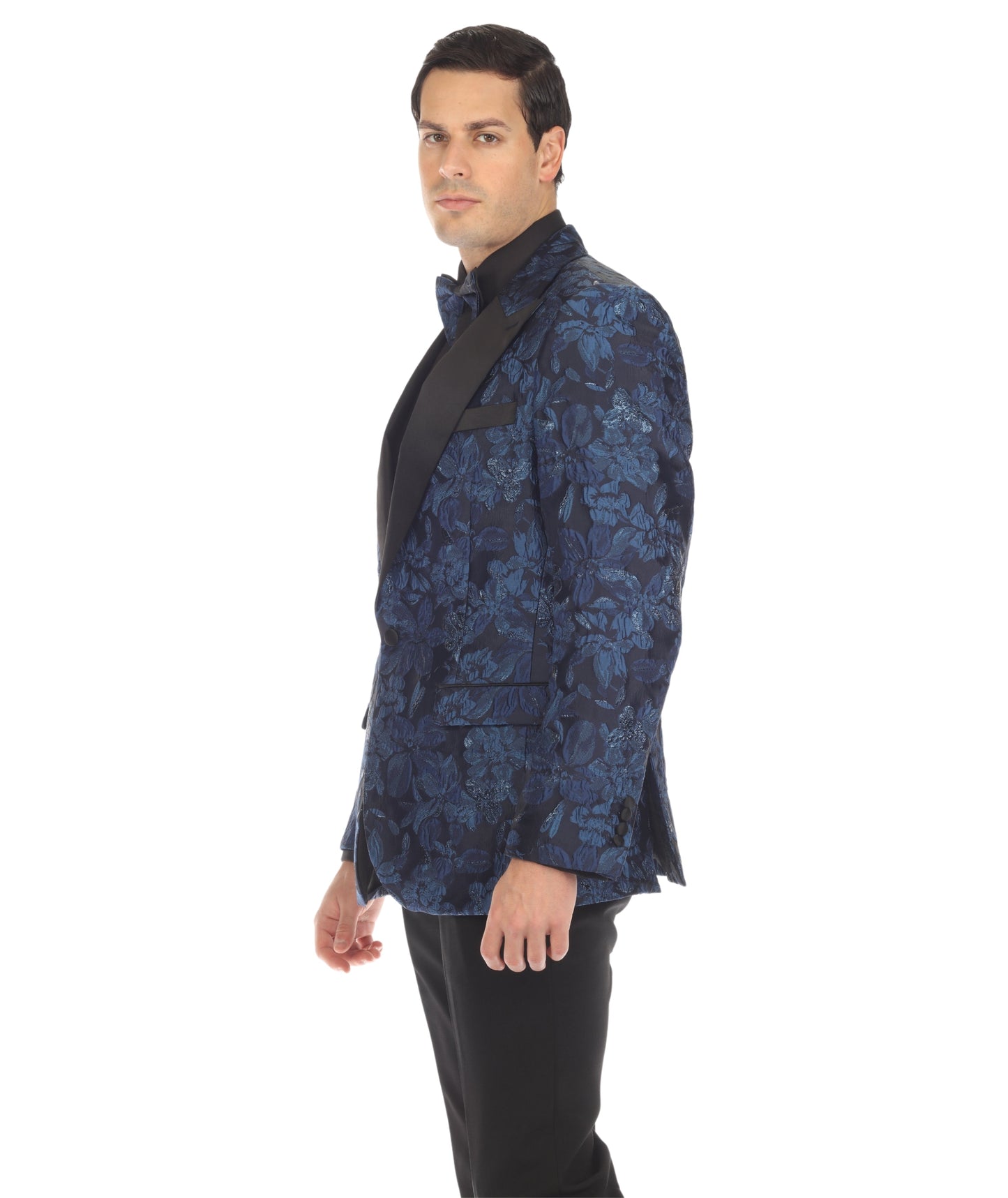 Men's Drake Blue Peak Lapel Tuxedo 1 Button 2 Vent Slim Fit Blazer