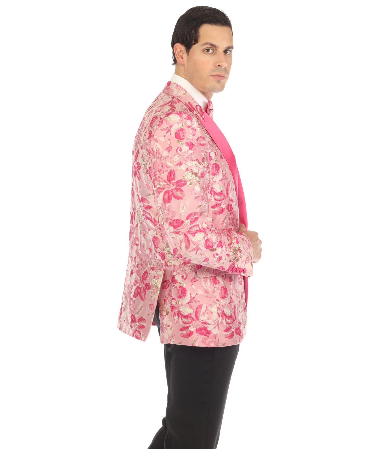 Men's Drake Fuchsia Peak Lapel Tuxedo 1 Button 2 Vent Slim Fit Blazer