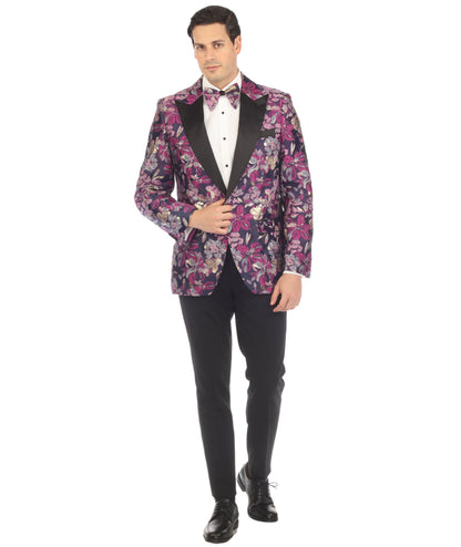 Men's Drake Purple Peak Lapel Tuxedo 1 Button 2 Vent Slim Fit Blazer