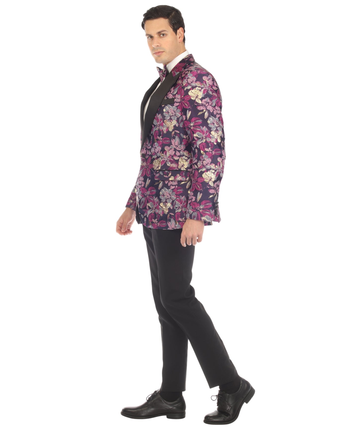 Men's Drake Purple Peak Lapel Tuxedo 1 Button 2 Vent Slim Fit Blazer