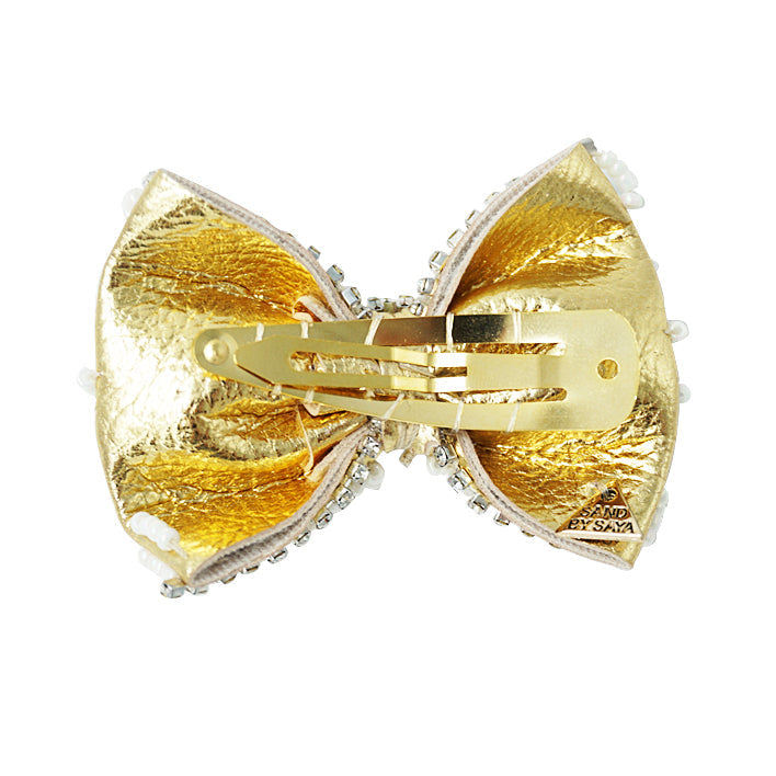 Pearl & Gold Bow Embroidery- Kids Hair Pin