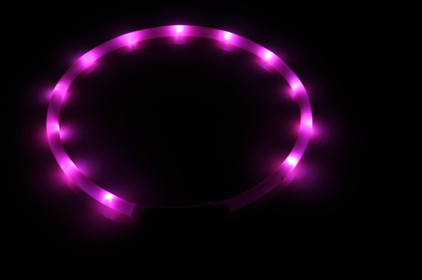 Silicone Cuttable LED Illuminated Dog Collar - USB Rechargeable - Pink