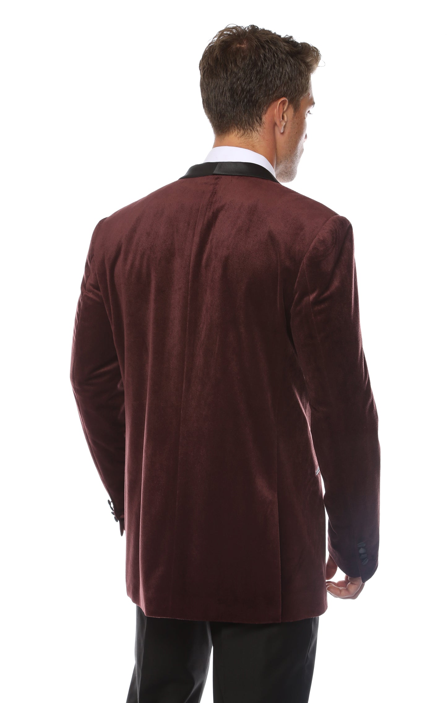 Enzo Burgundy Velvet Slim Fit Shawl Lapel Tuxedo Men's Blazer