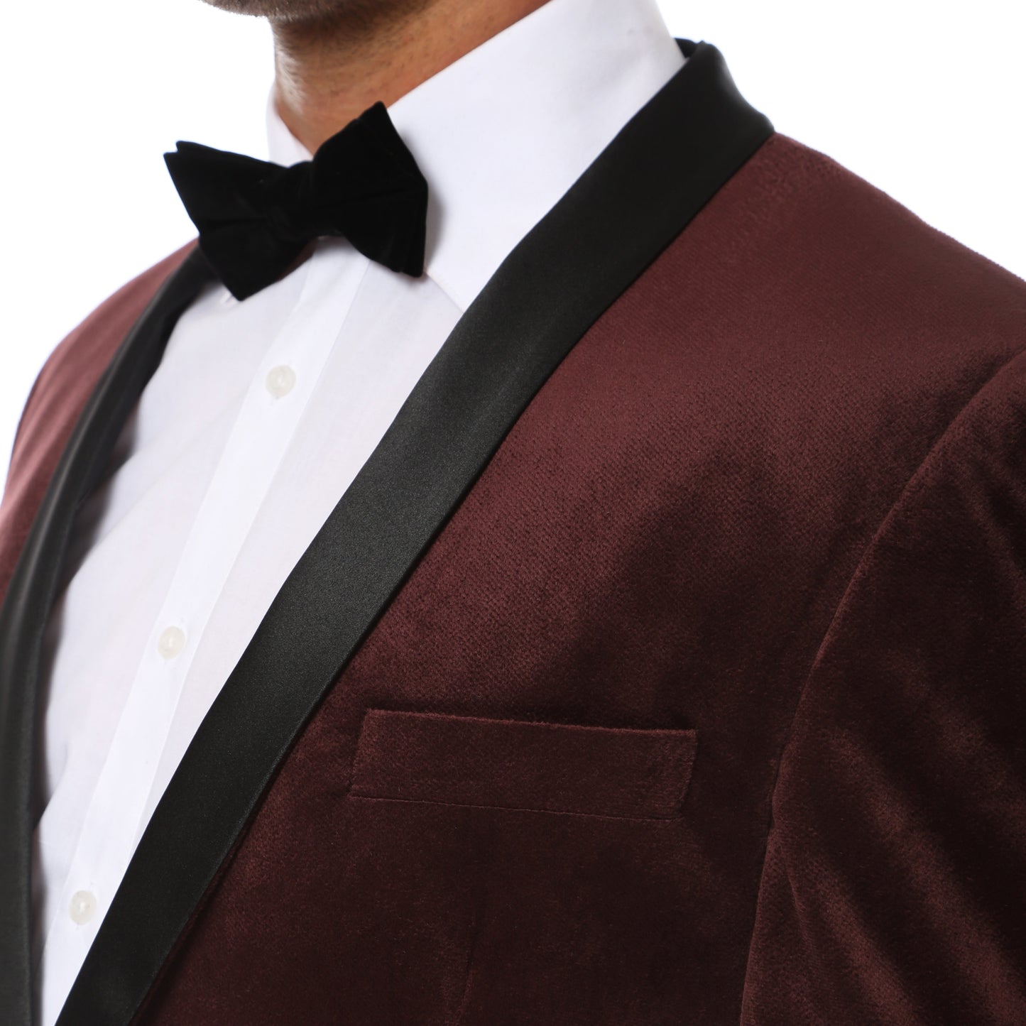 Enzo Burgundy Velvet Slim Fit Shawl Lapel Tuxedo Men's Blazer