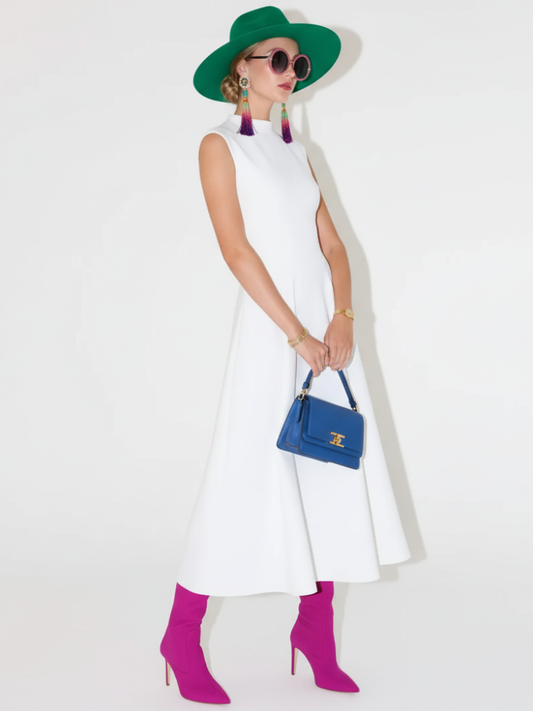 Elegant Sleeveless High-Waist A-Line Dress for Women, Upper West Side, BYMANYC New York.