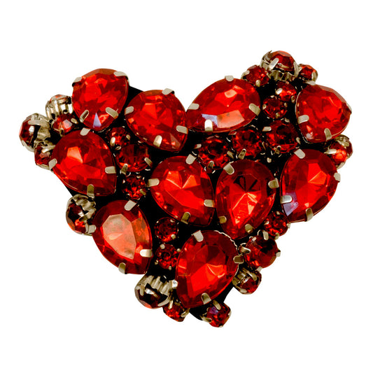 Red Heart Rhinestone Embellished- Kids Hair Pin