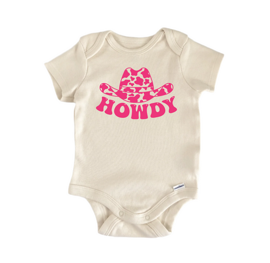 Howdy Cowboy Hat  Western -  Baby Boy Girl Clothes Infant Bodysuit Funny Cute Newborn