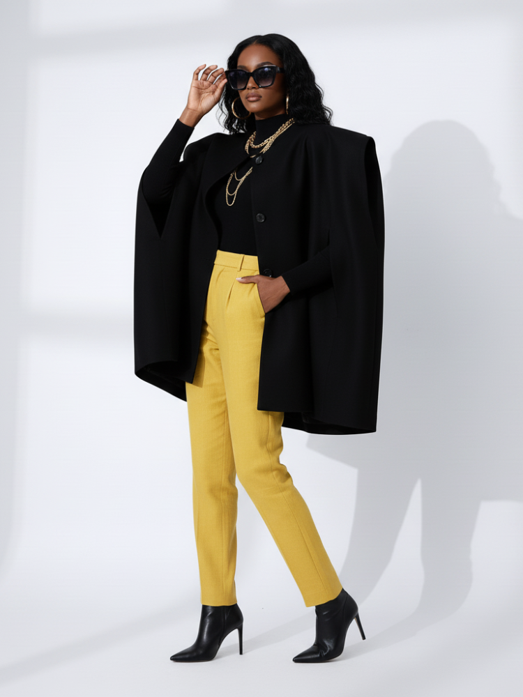 Irregular Woolen Hooded Cape, the Library | Women - BYMANYC ® New York