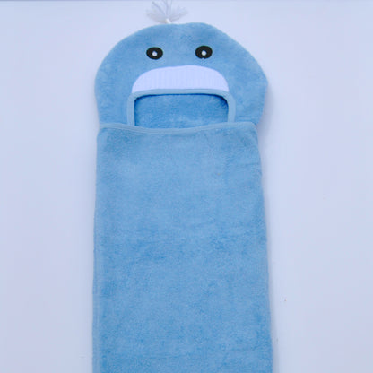 Bamboo Rayon Whale Hooded Turkish Towel: Baby