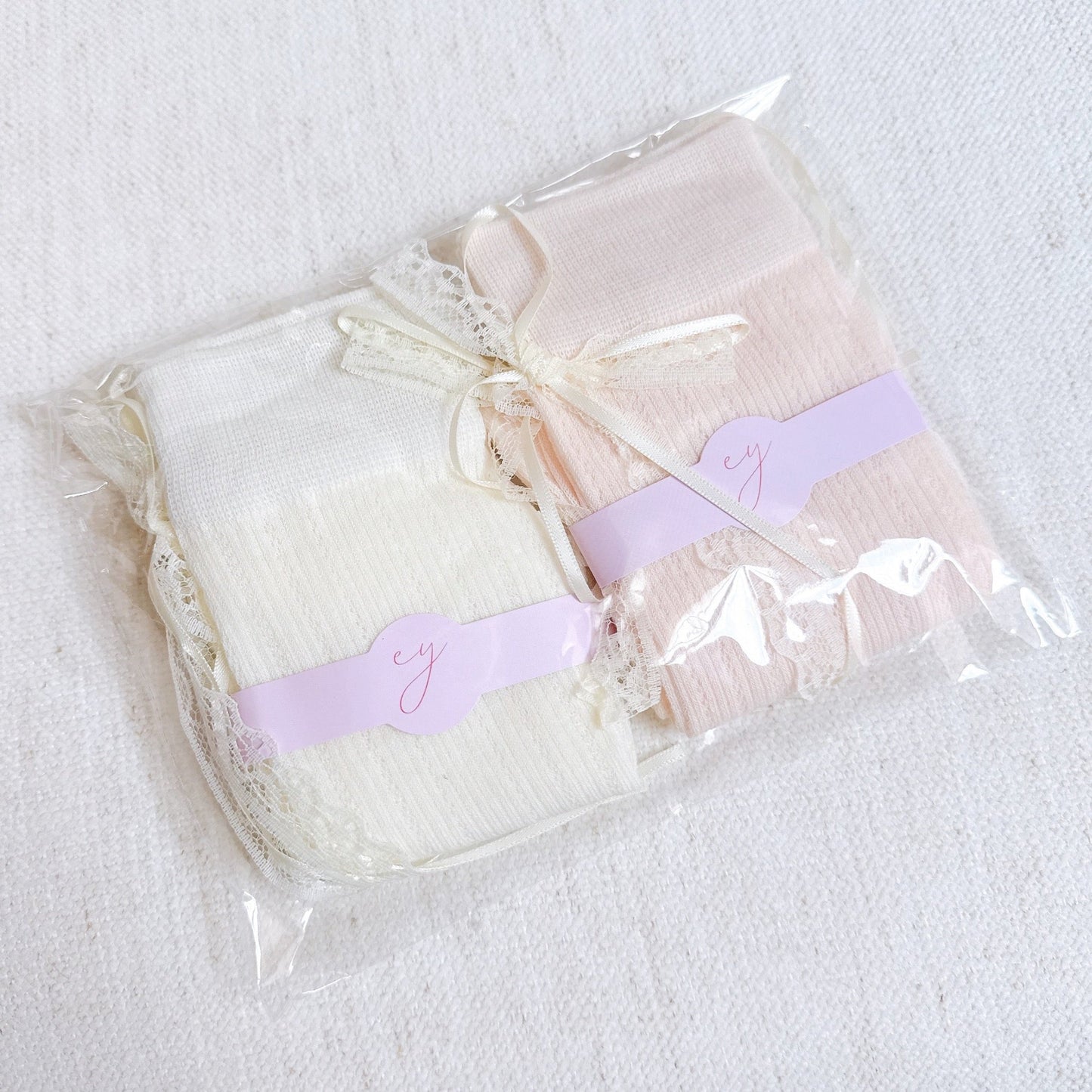 Lace and Satin Bow Back Socks Set of 2
