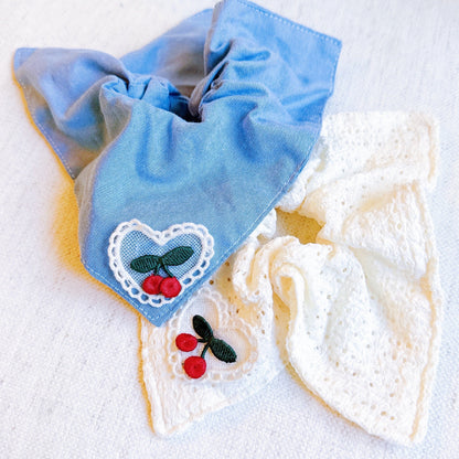 Love and Cherry Square Hair Scrunch Set of 2