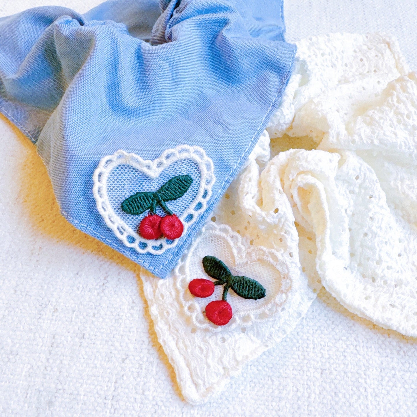 Love and Cherry Square Hair Scrunch Set of 2