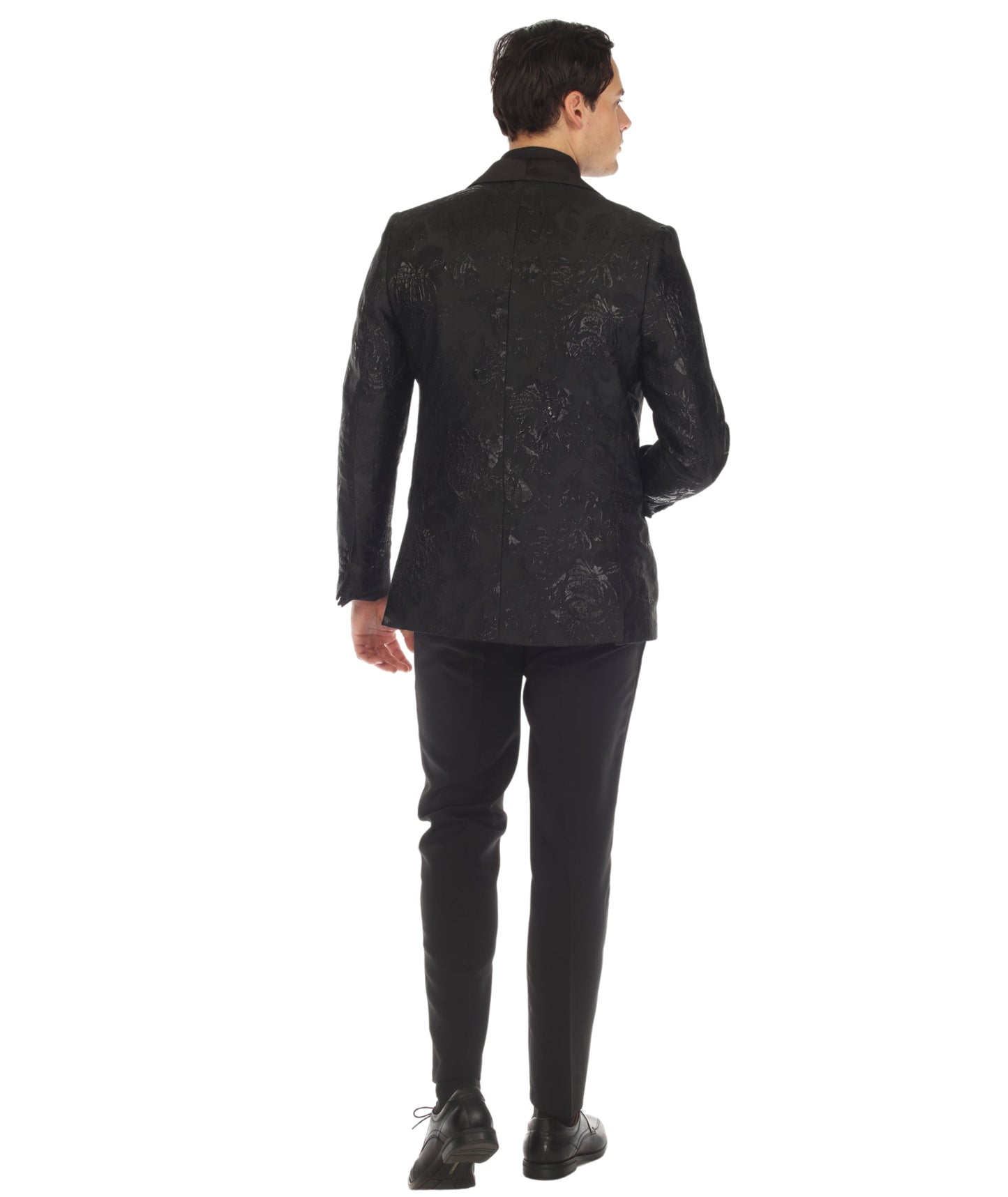 Men's Midnight Black Shawl Collar Tuxedo 1 Button 2 Vent Slim Fit Blazer