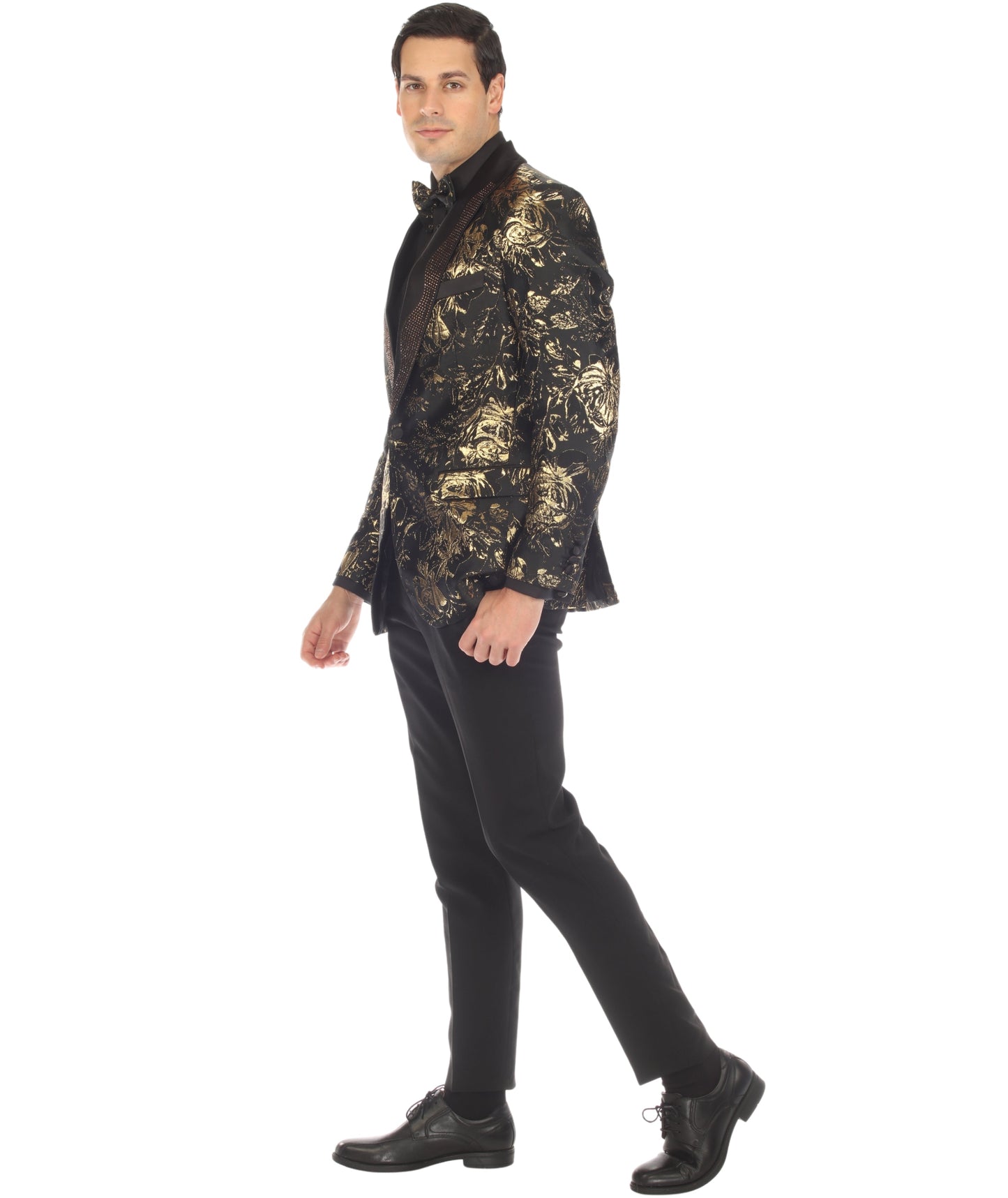 Men's Midnight Gold Shawl Collar Tuxedo 1 Button 2 Vent Slim Fit Blazer