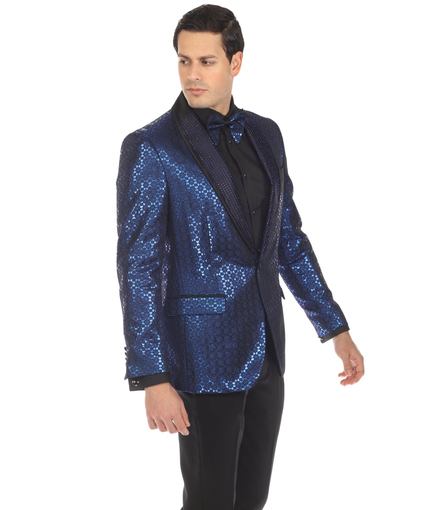 Men's Mojito Blue Shawl Collar Tuxedo 1 Button 2 Vent Slim Fit