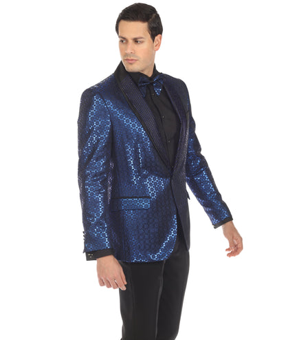 Men's Mojito Blue Shawl Collar Tuxedo 1 Button 2 Vent Slim Fit