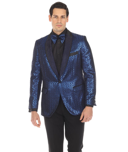 Men's Mojito Blue Shawl Collar Tuxedo 1 Button 2 Vent Slim Fit