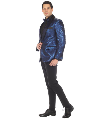 Men's Mojito Blue Shawl Collar Tuxedo 1 Button 2 Vent Slim Fit