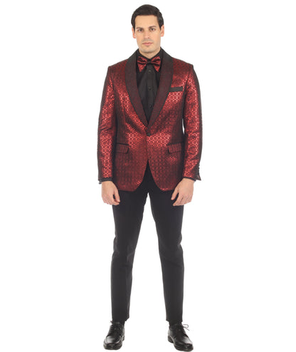 Men's Mojito Red Shawl Collar Tuxedo 1 Button 2 Vent Slim Fit