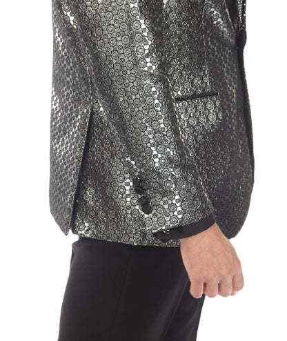 Men's Mojito Silver Shawl Collar Tuxedo 1 Button 2 Vent Slim Fit