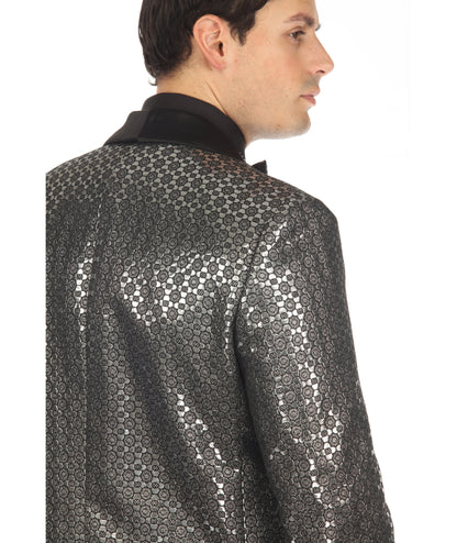 Men's Mojito Silver Shawl Collar Tuxedo 1 Button 2 Vent Slim Fit