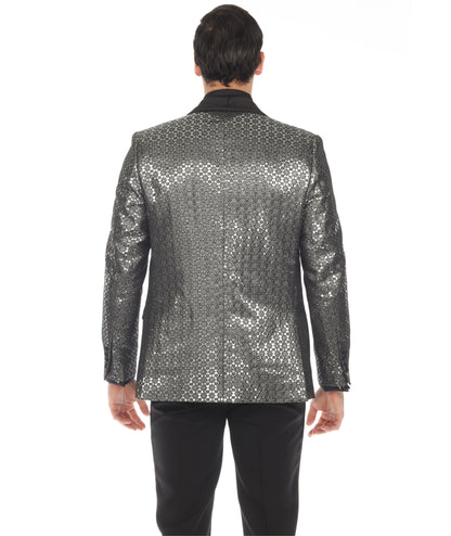 Men's Mojito Silver Shawl Collar Tuxedo 1 Button 2 Vent Slim Fit