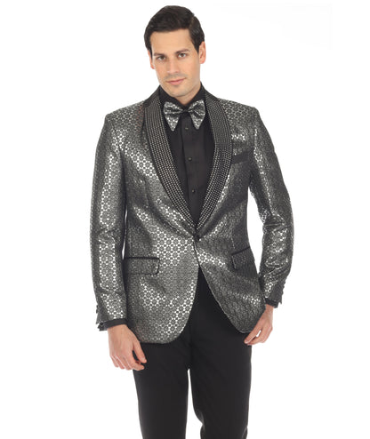 Men's Mojito Silver Shawl Collar Tuxedo 1 Button 2 Vent Slim Fit