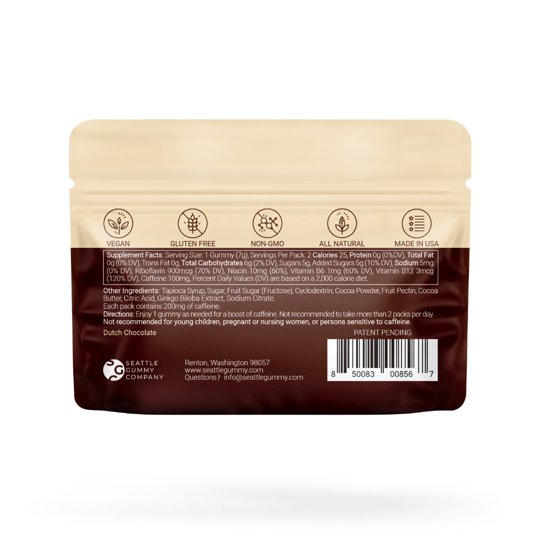 Mocca Shots Energy Gummies with Caffeine | 12-Pack - Dutch Chocolate