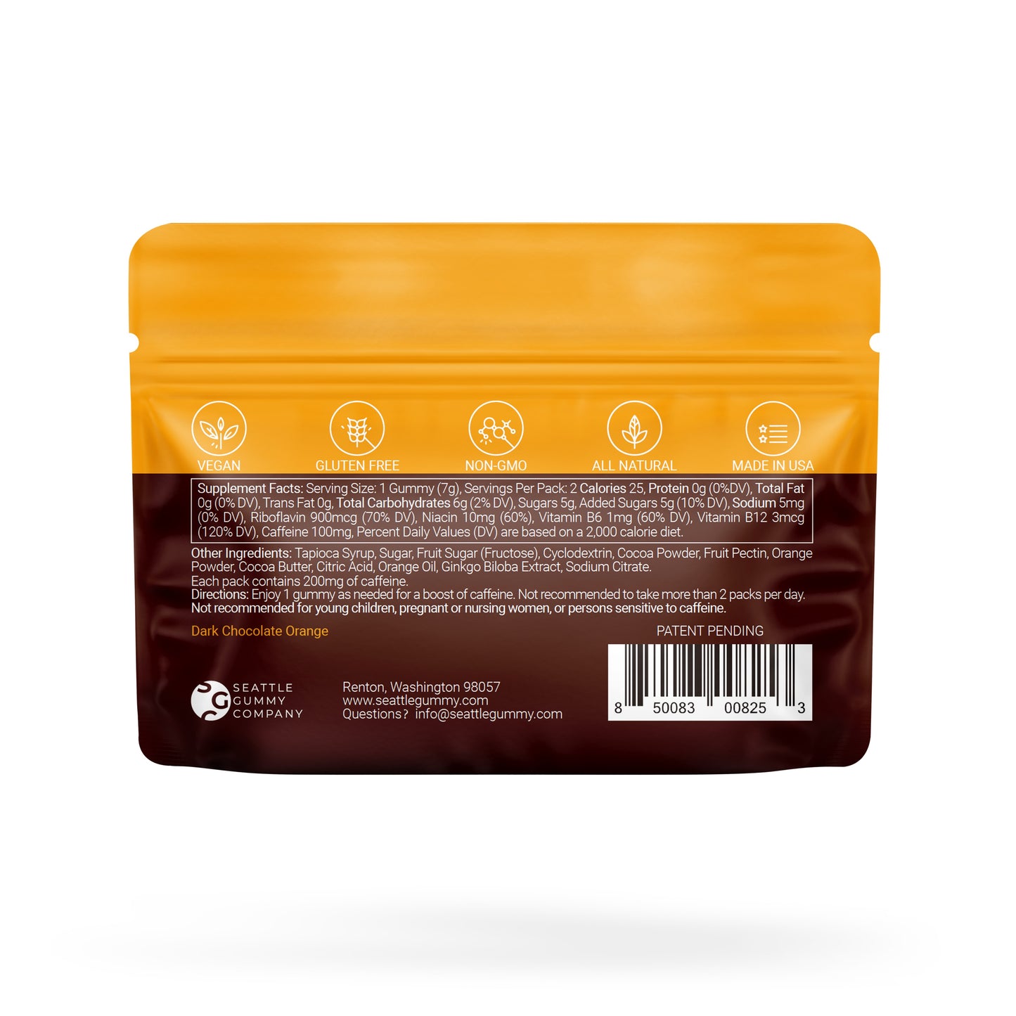 Mocca Shots Energy Gummies with Caffeine | 12-Pack - Dark Chocolate Orange