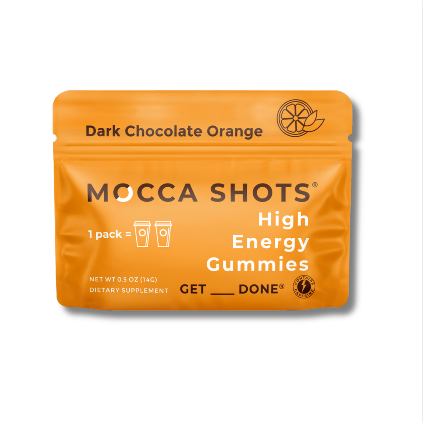 Mocca Shots Energy Gummies with Caffeine | 12-Pack - Dark Chocolate Orange