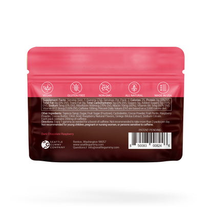 Mocca Shots Energy Gummies with Caffeine | 12-Pack - Dark Chocolate Raspberry