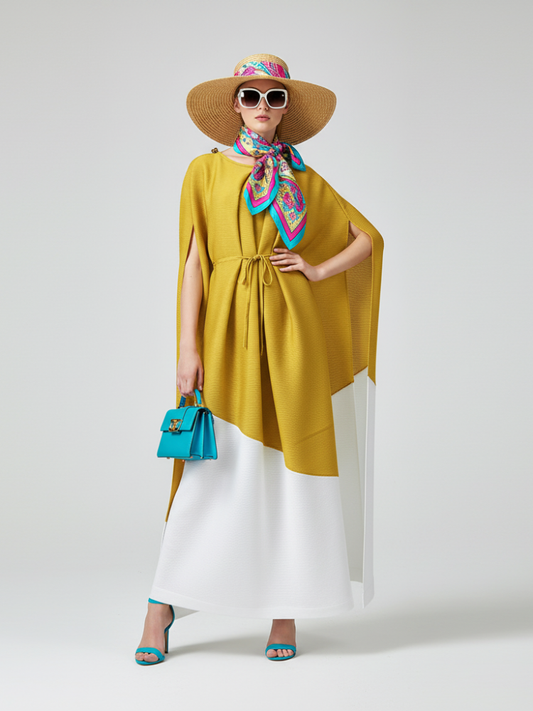 Miyake Style Pleated Dress With Contrast Stitching for Women, SoHo, BYMANYC New York.