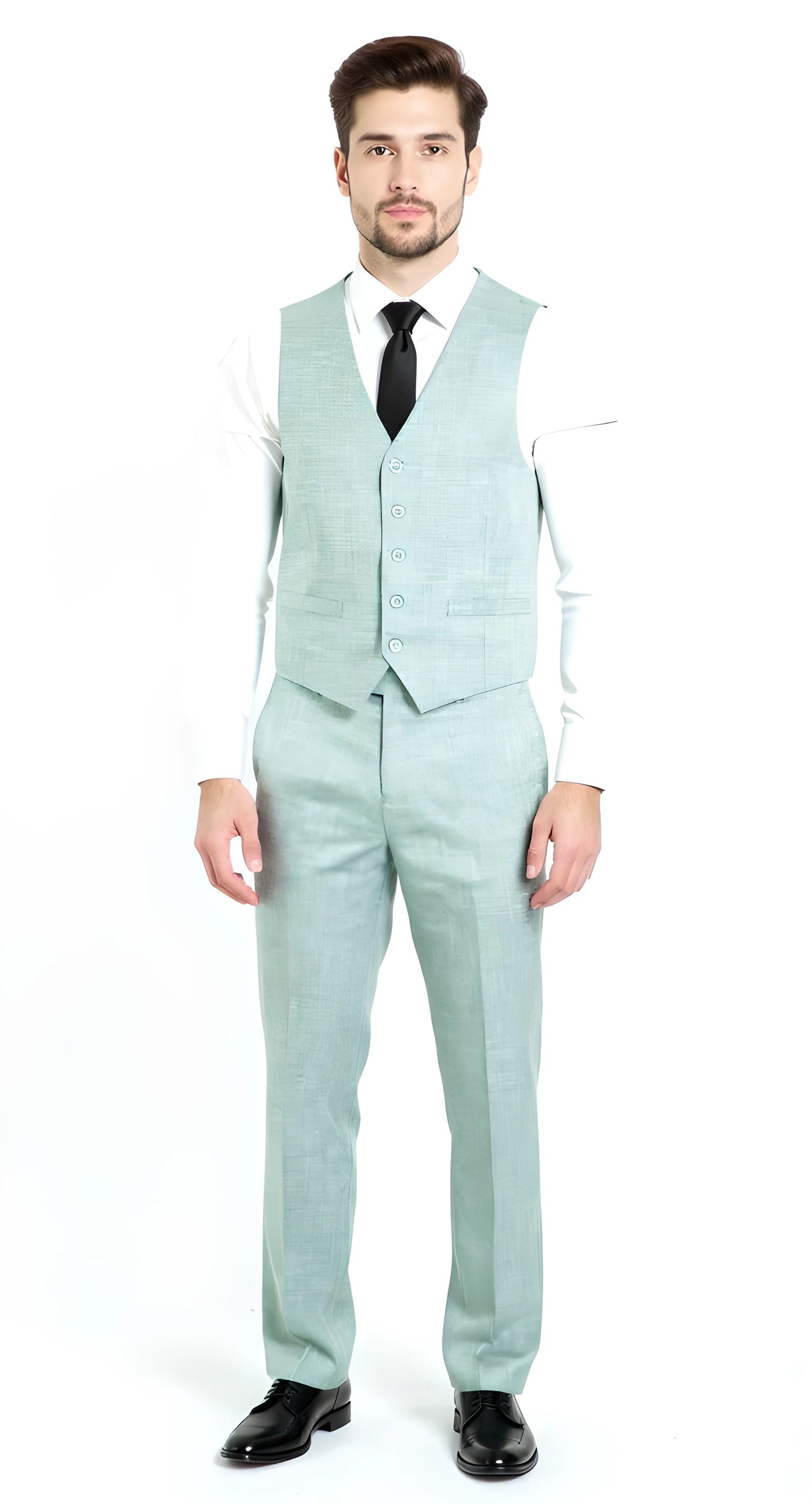 Slim Fit Two Button 3-Piece Sharkskin Business Suit – Moss Green