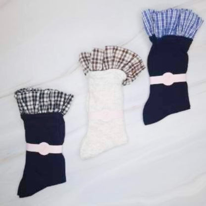 Oh So Chic Plaid Ruffle Top Socks