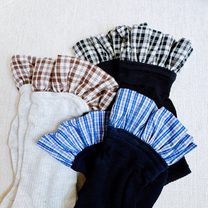 Oh So Chic Plaid Ruffle Top Socks