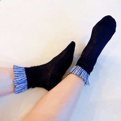 Oh So Chic Plaid Ruffle Top Socks