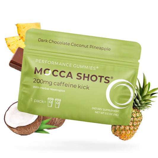 Mocca Shots Energy Gummies with Caffeine | 12-Pack - Coconut Pineapple