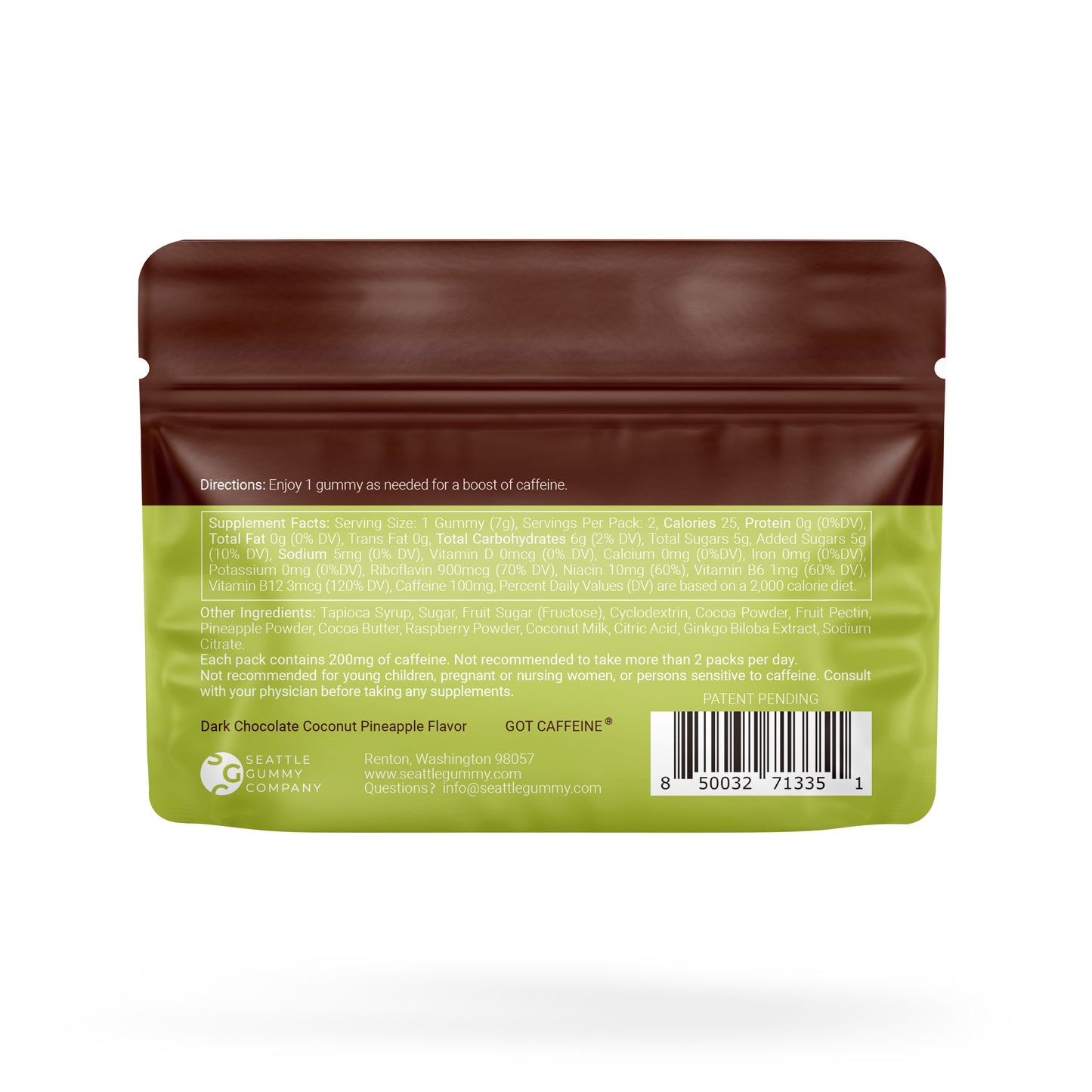 Mocca Shots Energy Gummies with Caffeine | 12-Pack - Coconut Pineapple