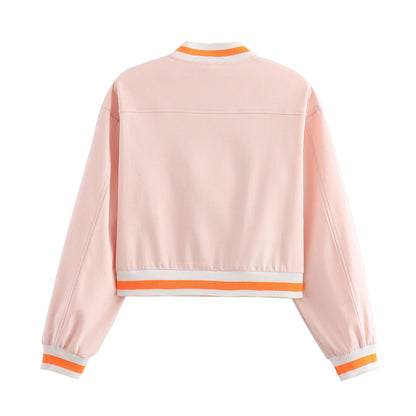 Pink Short Baseball-Style Jacket for Women, Williamsburg, BYMANYC New York.