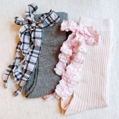 Plaid Ruffle Bow Socks Set of 2