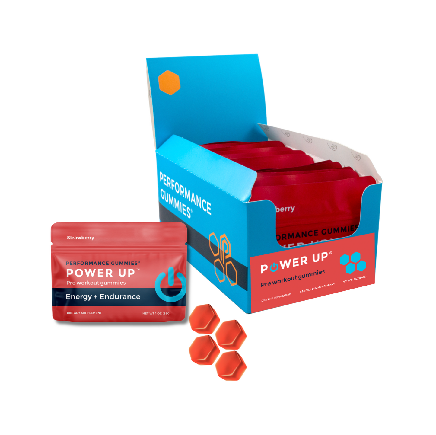 Strawberry Power Up Pre-Workout Supplements (12-Pack)