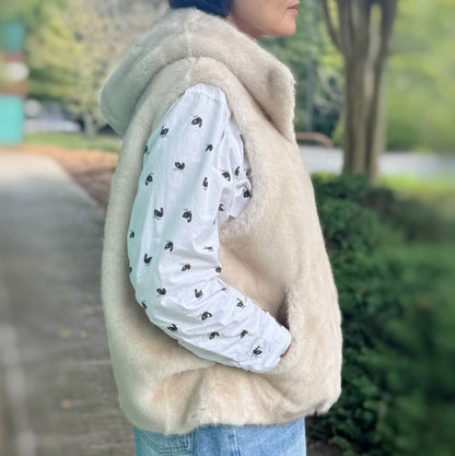 Real Feel Faux Mink Hooded Vest